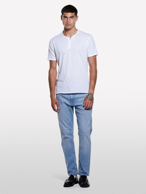 T-shirt carcela de botões branca T-shirt carcela de botões branca - t-shirt de manga curta para homem | Sisley
