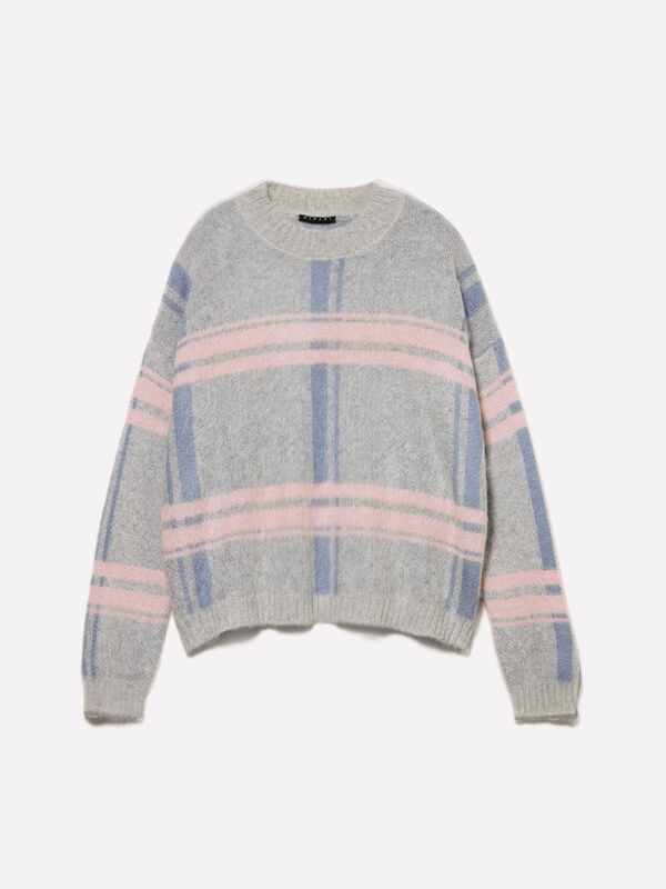 Camisola bege com padr&atilde;o &agrave;s riscas - camisolas gola redonda para mulher | Sisley