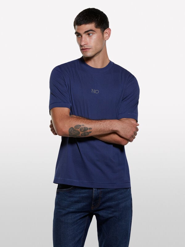 T-shirt azul-escuro com estampa T-shirt azul-escuro com estampa - t-shirt de manga curta para homem | Sisley