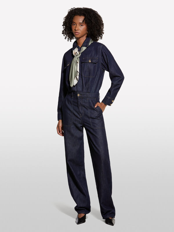 Macacão em denim azul-escuro - macacões jumpsuits para mulher | Sisley