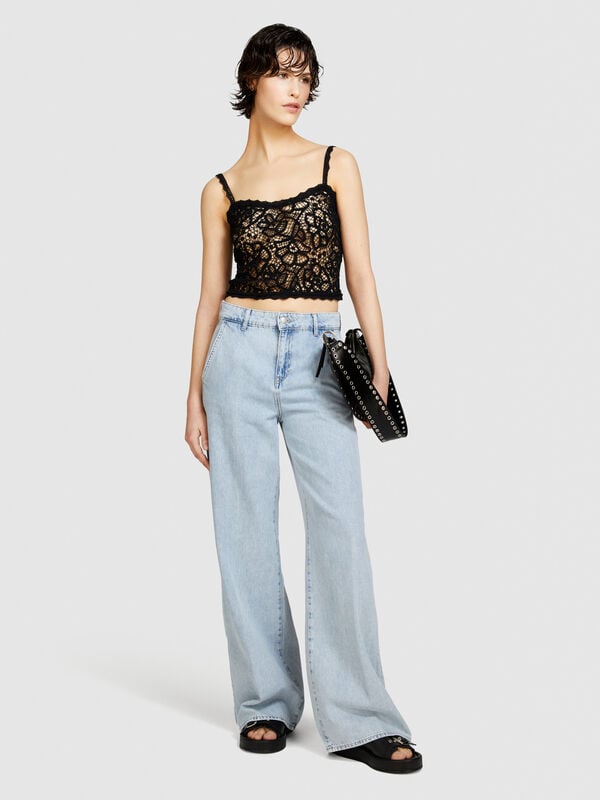 Jeans fluidos wide leg - jeans palazzo para mulher | Sisley