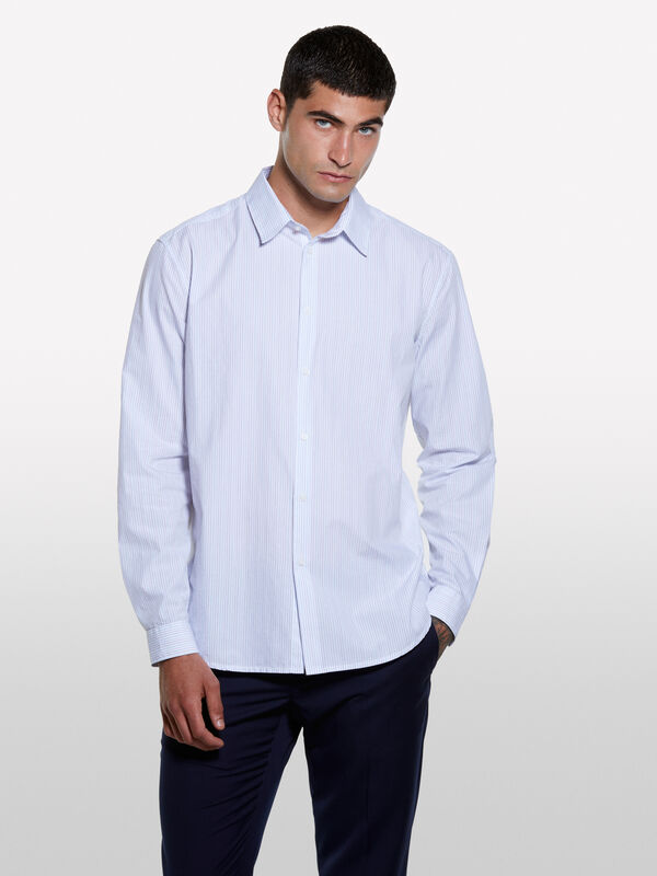 Camisa branca fio tinto  - camisas regular para homem | Sisley