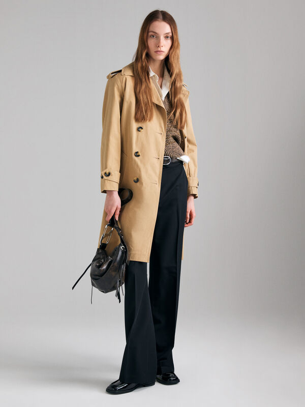 Trench coat midi trespassado - trenches e imperme&aacute;veis para mulher | Sisley