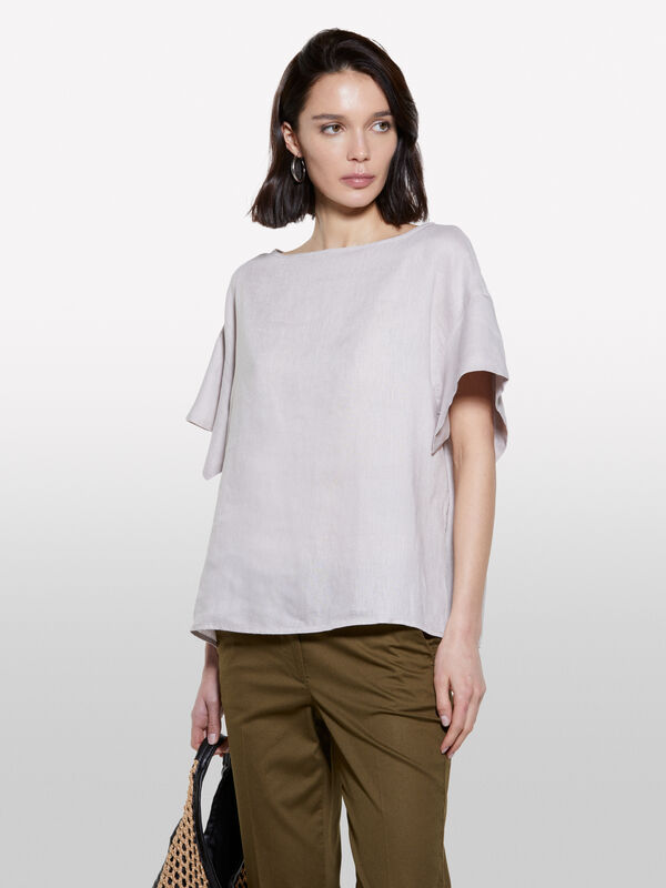 Blusa cinzenta em 100% linho - blusas para mulher | Sisley