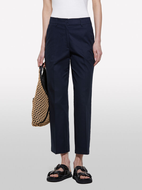 Calças azul-escuro flare fit - calças flare para mulher | Sisley
