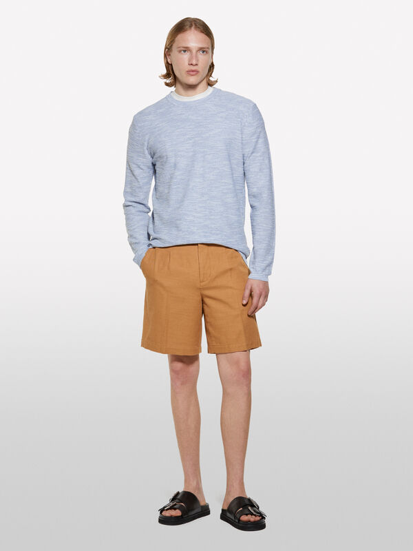 Camisola mélange azul-claro - camisolas gola redonda para homem | Sisley