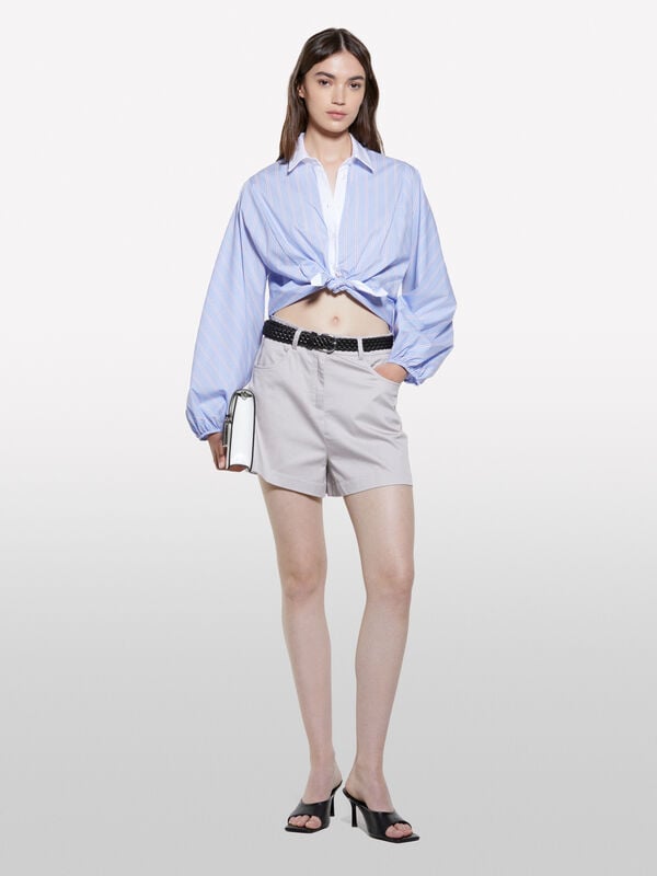 Camisa às riscas azul-claro com contraste Camisa às riscas azul-claro com contraste - camisas para mulher | Sisley