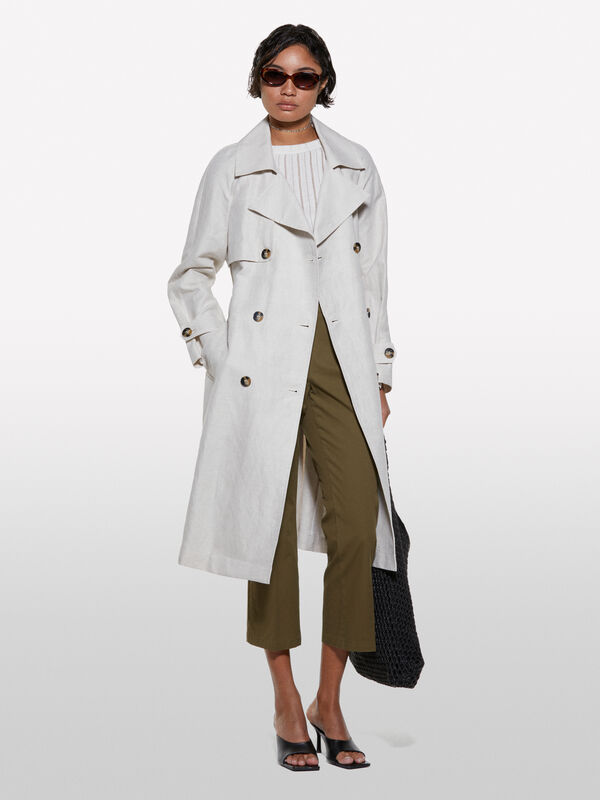 Trench de trespasse bege - trenches e impermeáveis para mulher | Sisley