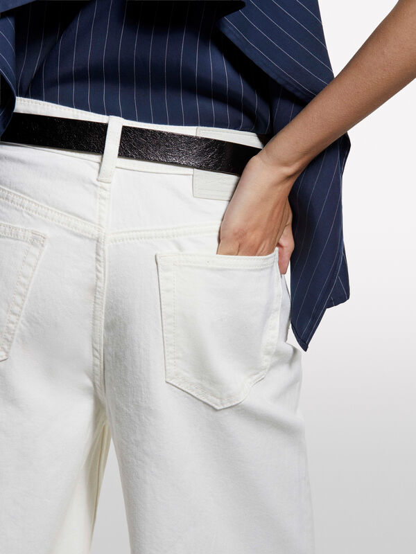 Jeans Style 72 wide fit branco - jeans palazzo para mulher | Sisley