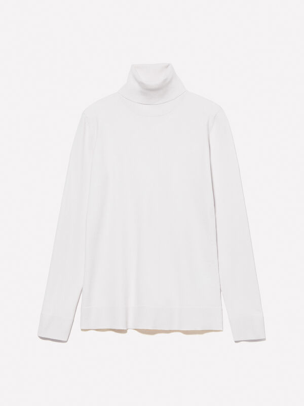 Camisola de gola alta branco nata - camisolas gola alta para mulher | Sisley