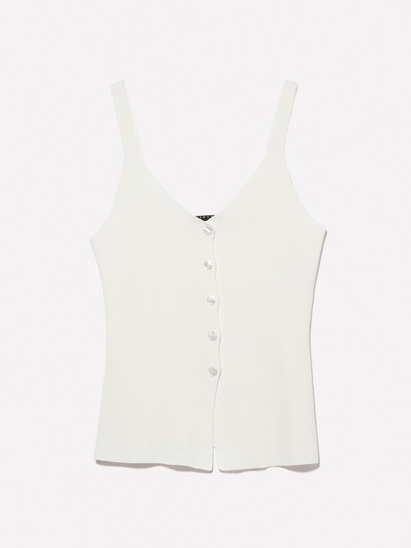 Top branco nata com bot&otilde;es - tops para mulher | Sisley
