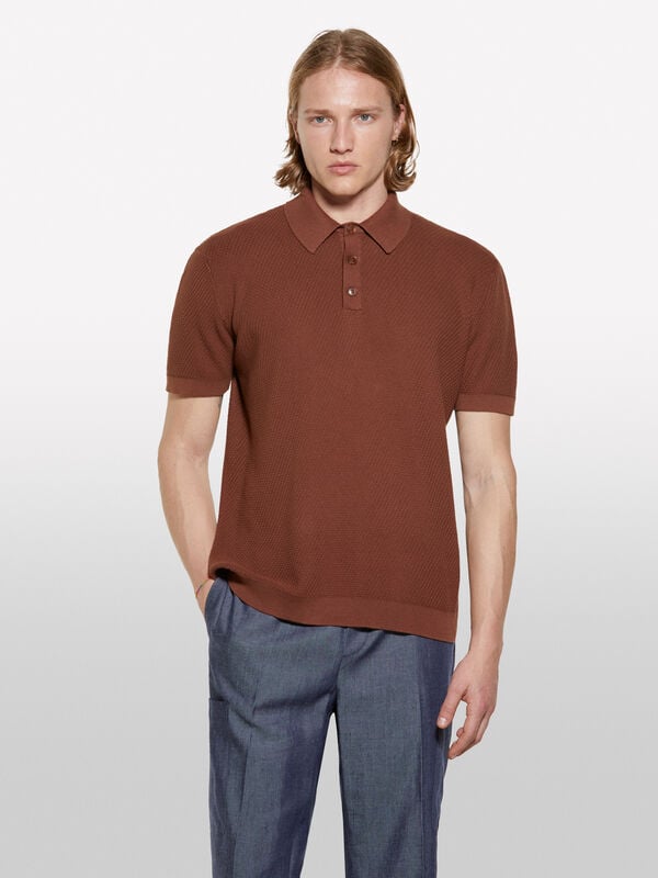 Polo marrom de malha - polos para homem | Sisley