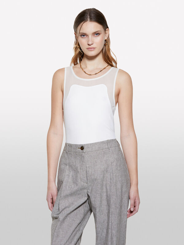 Top branco com tule - tops para mulher | Sisley