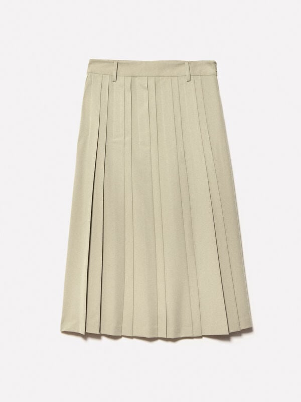 Saia verde militar com pregas Saia verde militar com pregas - saias midi, longuette mulher | Sisley