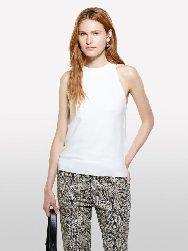 Top de malha branco nata - tops para mulher | Sisley