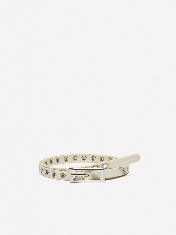 Cinto branco nata com ilhoses - cintos para mulher | Sisley