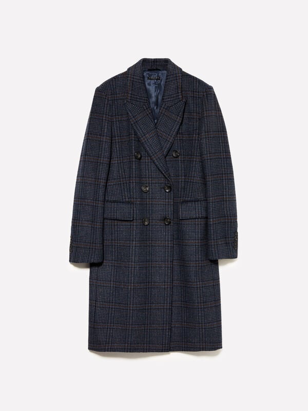 Sobretudo comprido padrão tartan - sobretudos para mulher | Sisley