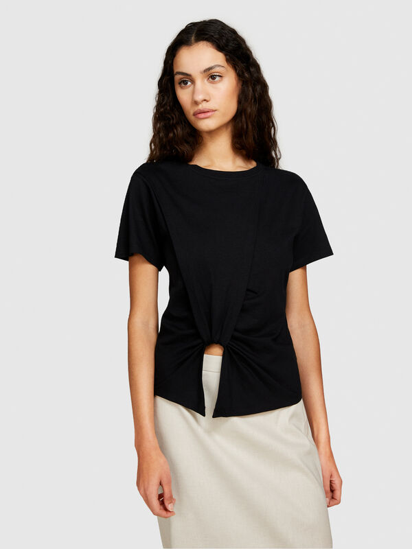 T-shirt com nó - t-shirt de manga curta para mulher | Sisley