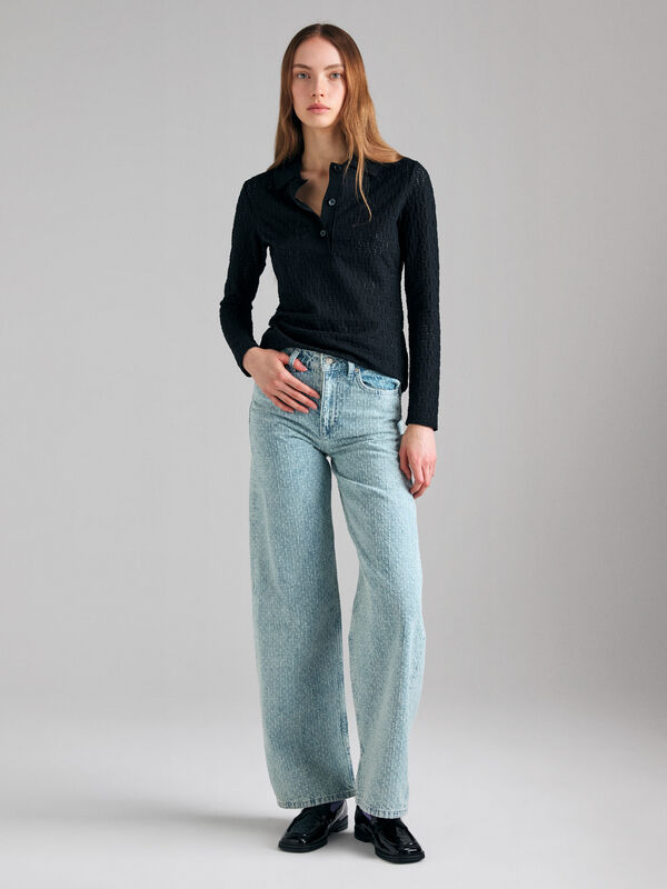 Polo perfurado - camisas para mulher | Sisley