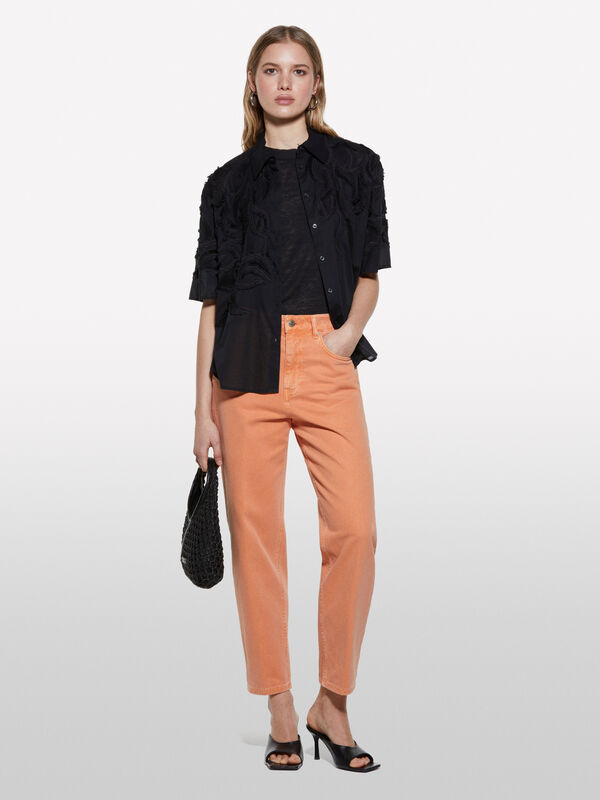 Jeans color Style 68 mom fit alaranjado - jeans mom fit e boyfriend para mulher | Sisley