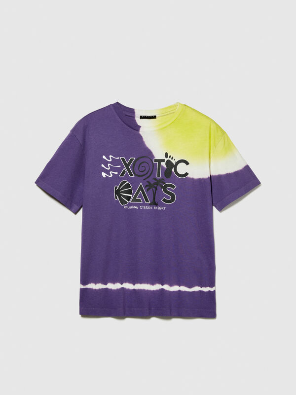 T-shirt tie-dye com estampa - t-shirt de manga curta para menino | Sisley Young