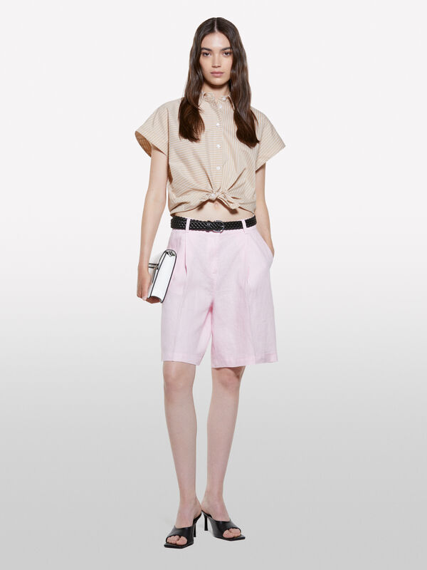 Camisa over fit às riscas bege Camisa over fit às riscas bege - camisas para mulher | Sisley