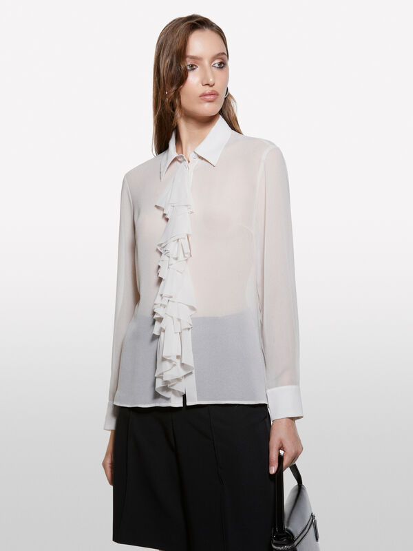 Camisa tortora com folhos Camisa tortora com folhos - camisas para mulher | Sisley