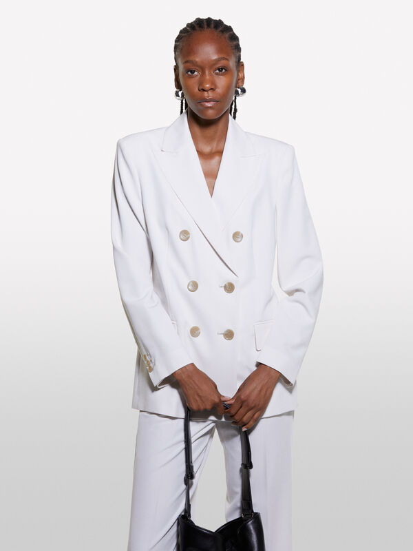 Blazer de abotoadura dupla branco nata - blazers para mulher | Sisley