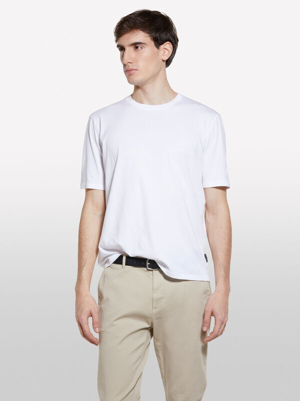 T-shirt de manga curta regular fit branca - t-shirt de manga curta para homem | Sisley