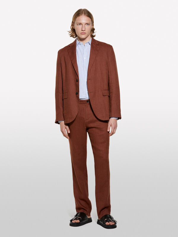 Blazer marrom escuro em 100% linho Blazer marrom escuro em 100% linho - blazers para homem | Sisley