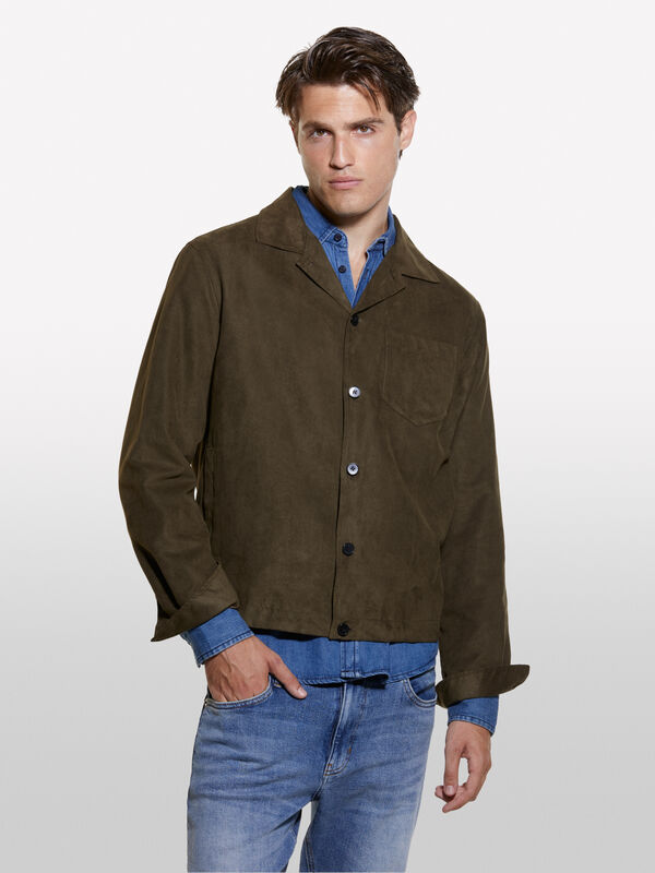 Casaco-Camisa cor verde escuro com bolso pequeno - blusões e casacos para homem | Sisley