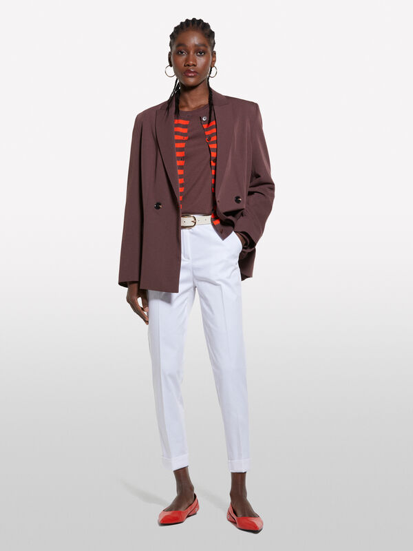 Calças brancas cigarette - calças skinny para mulher | Sisley