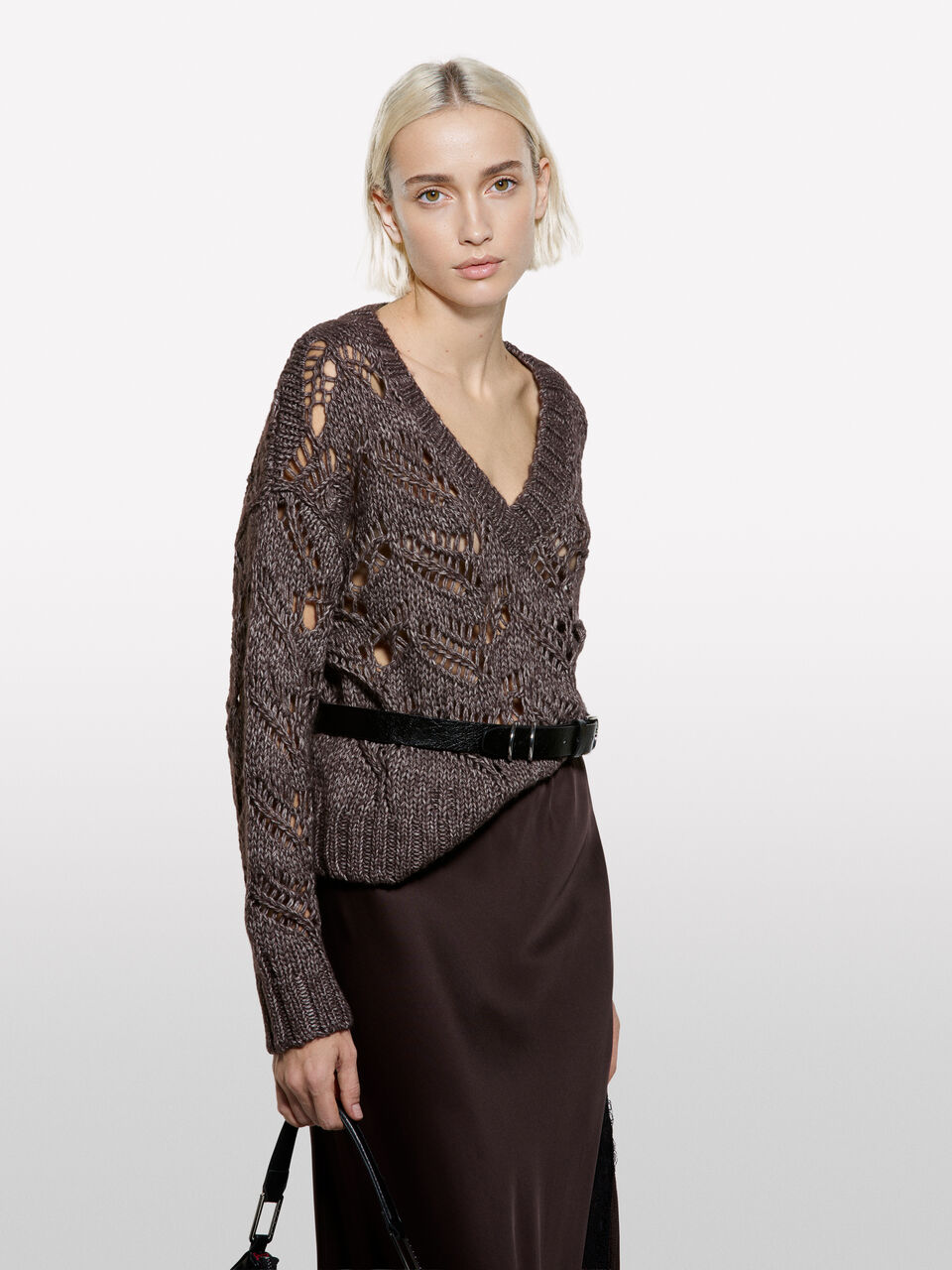 V NECK SWEATER L/S Mulher image number null