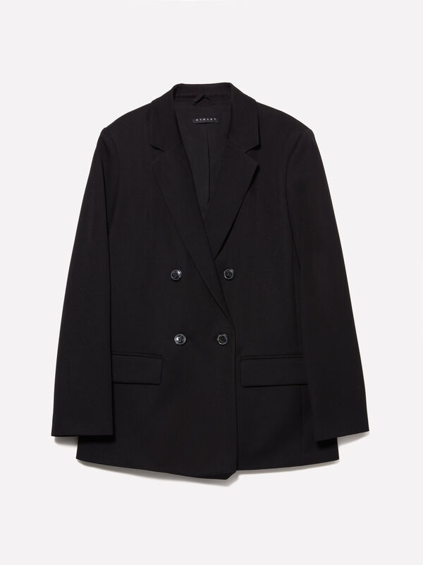 Blazer preto trespassado - blazers para mulher | Sisley