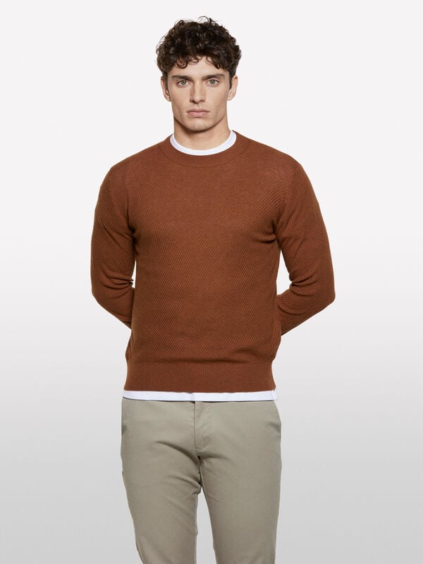 Camisola camel de gola redonda - camisolas gola redonda para homem | Sisley