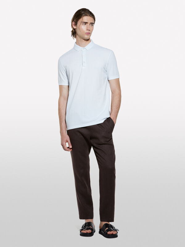 Polo azul-claro 100% algodão - polos para homem | Sisley
