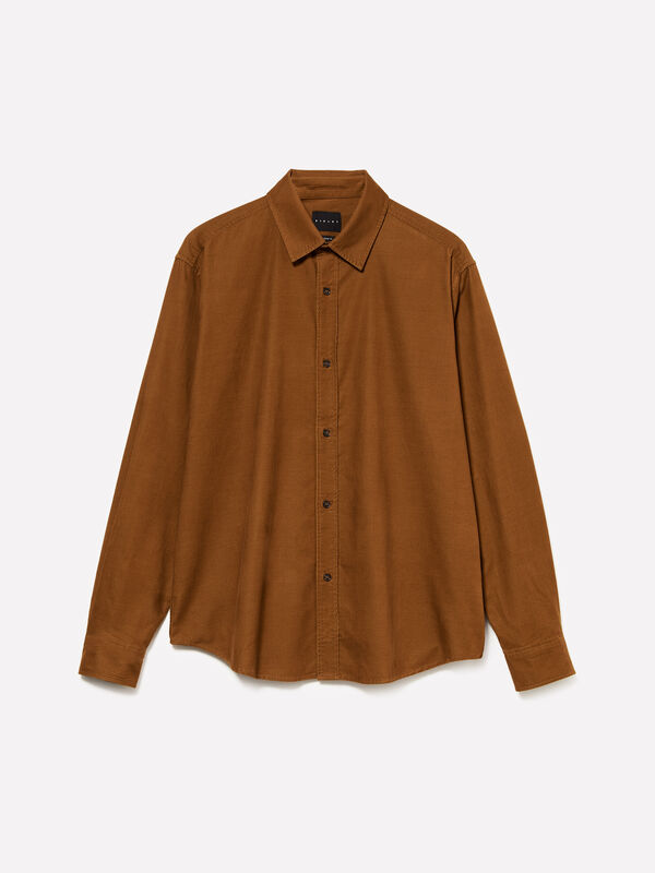 Camisa castanho de veludo canelado - camisas regular para homem | Sisley