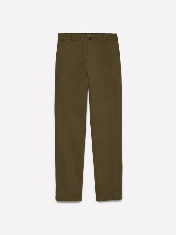 Calças chino verde-oliva - calças chinos para homem | Sisley