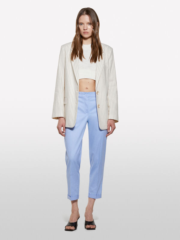 Calças azul-claro cigarette - calças skinny para mulher | Sisley