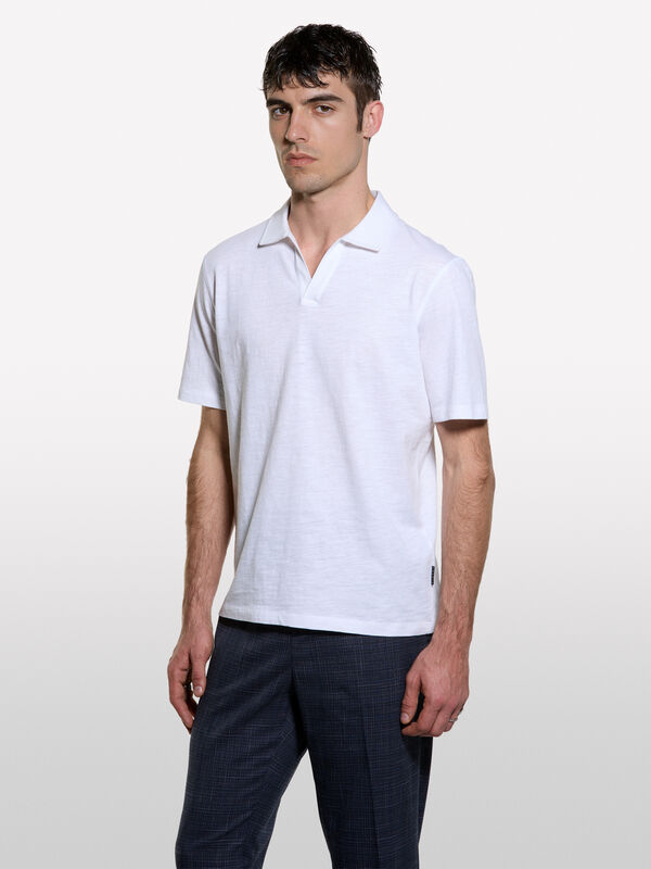 Polo branco 100% algod&atilde;o - polos para homem | Sisley