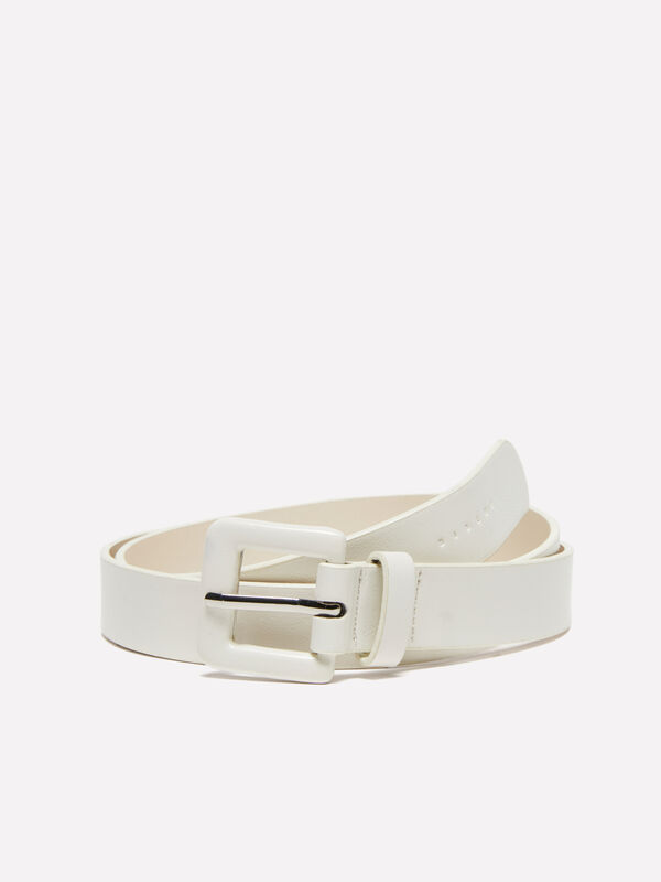 Cinto branco com fivela brilhante - cintos para mulher | Sisley