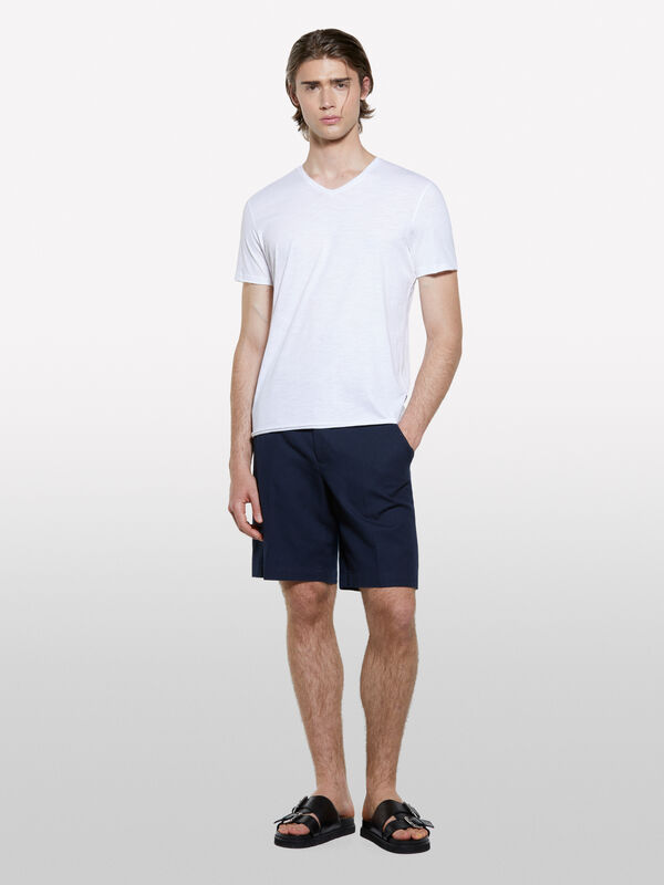 Bermudas regular fit azul-escuro - calças calções para homem | Sisley