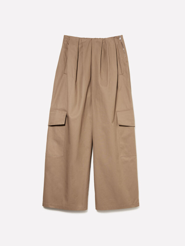 Calças cargo bege com pregas - calças joggers para mulher | Sisley