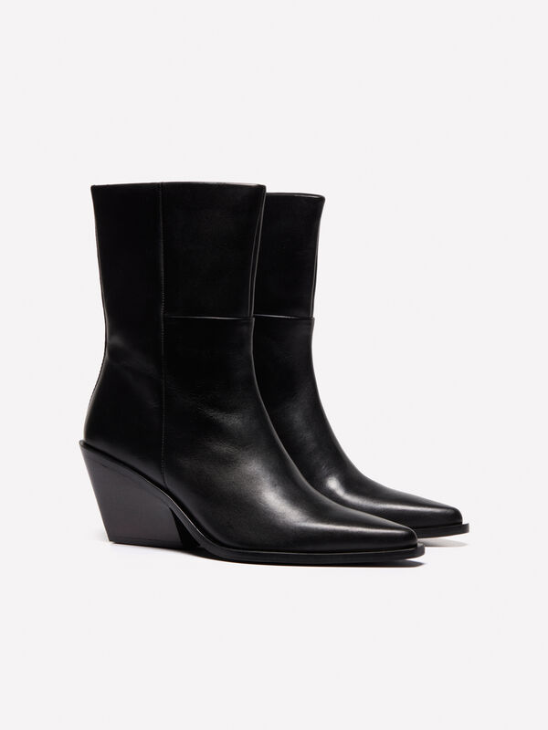 Botins texanos em pele - botas e botins para mulher | Sisley