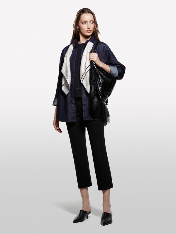 Camisa em denim azul-escuro Camisa em denim azul-escuro - camisas para mulher | Sisley
