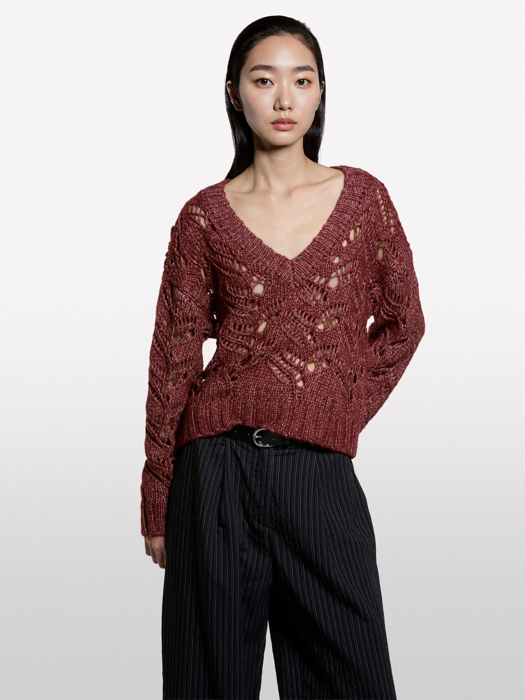 V NECK SWEATER L/S Mulher image number null