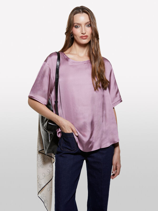Blusa malva over fit em cetim - blusas para mulher | Sisley