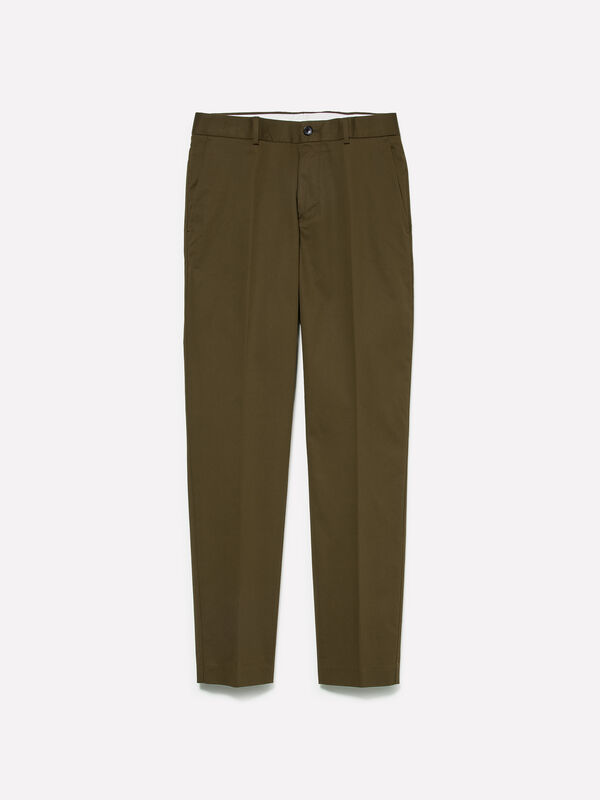 Calças slim comfort fit verde-oliva - calças slim para homem | Sisley