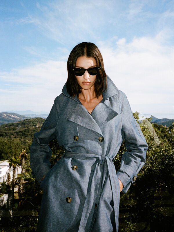 Trench de trespasse efeito denim - trenches e impermeáveis para mulher | Sisley