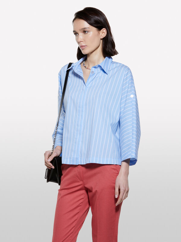 Camisa azul-claro às riscas - camisas para mulher | Sisley